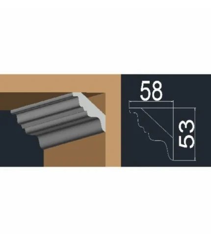 Cornisă de tavan CT 22 din polistiren XPS 58x53 mm